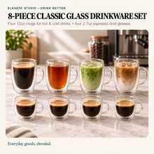 8-Piece Classic Double-Wall Glass Drinkware Set