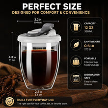 Double Wall Glass Coffee Mug with Lid - 12oz - view 5