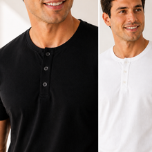 Men's Bamboo-Cotton Henley Shirt – Soft Breathable Short Sleeve 3-Button Casual Fitted Top