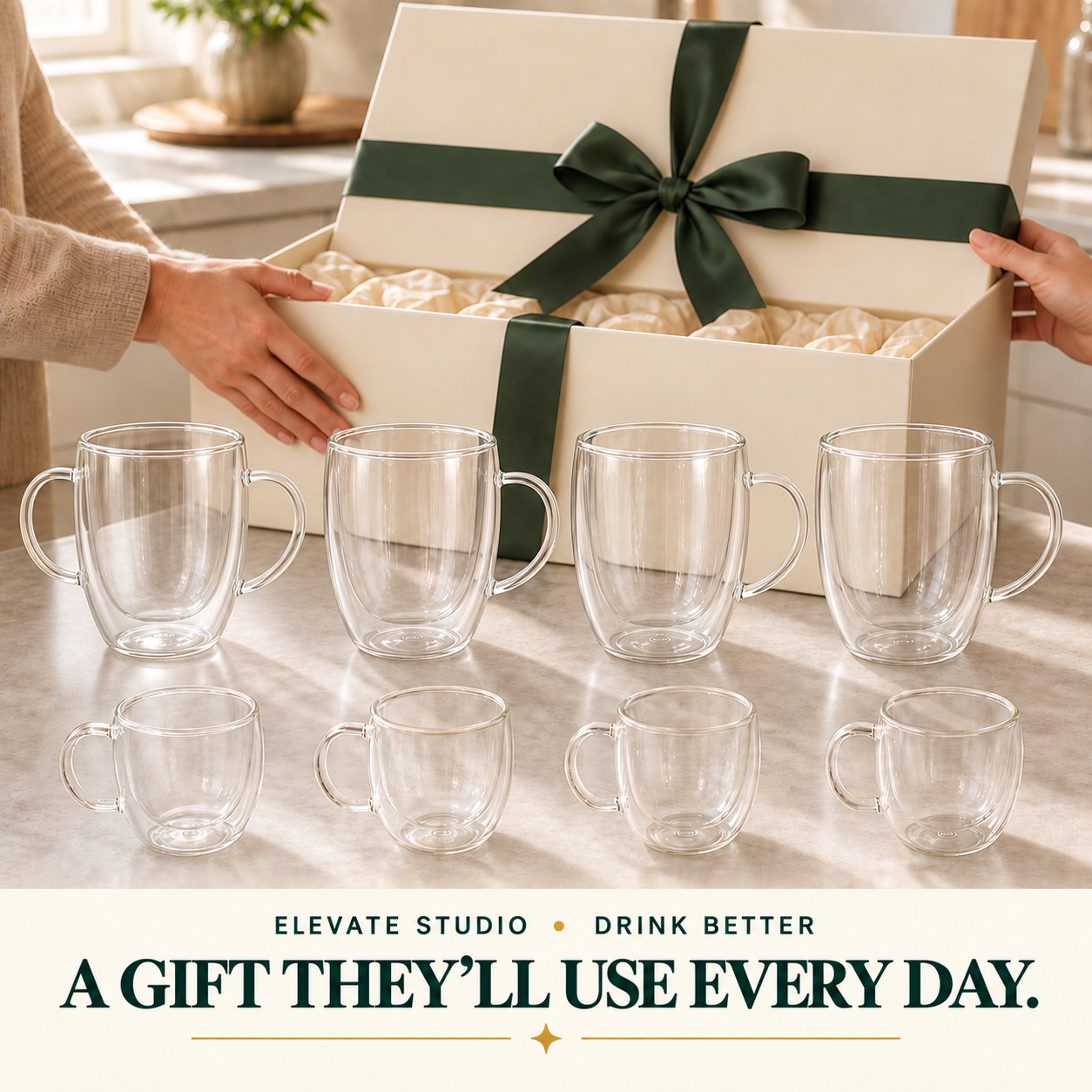 8-Piece Classic Double-Wall Glass Drinkware Set