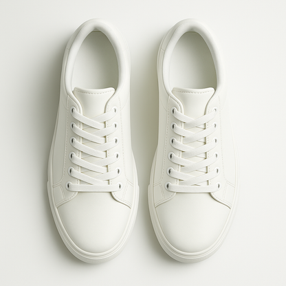 Men's White Leather Low Top Casual Walking Sneakers Tennis Shoes