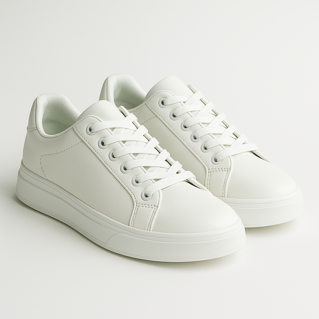 Men's White Leather Low Top Casual Walking Sneakers Tennis Shoes