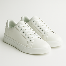 Men's White Leather Low Top Casual Walking Sneakers Tennis Shoes