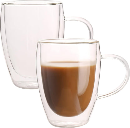 Double Wall Glass Mug - 12oz - 2 Mugs Set