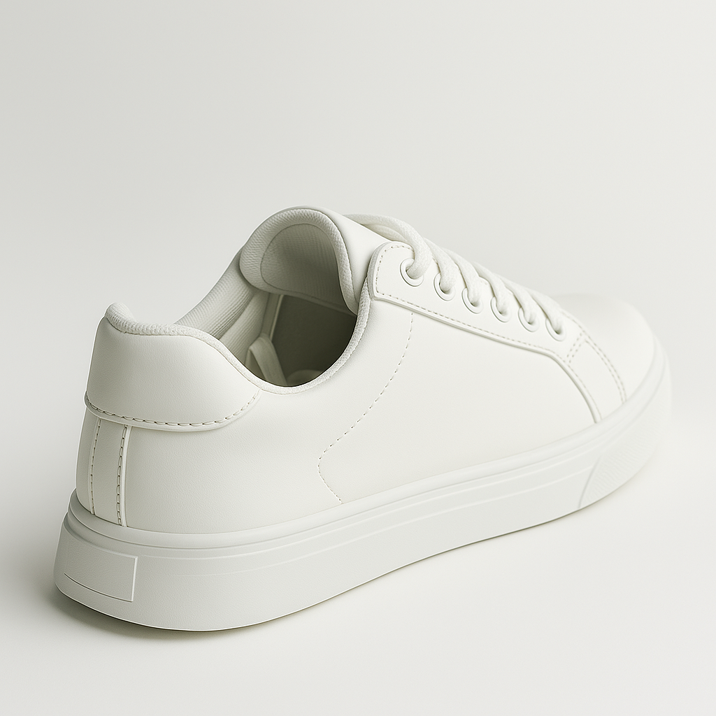 Men's White Leather Low Top Casual Walking Sneakers Tennis Shoes