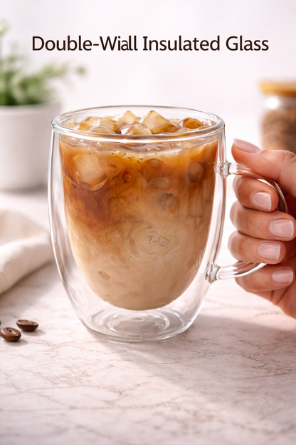 Classic Double Wall Glass Coffee Starter Set – Insulated Mugs & Espresso Cups (No Sweat)