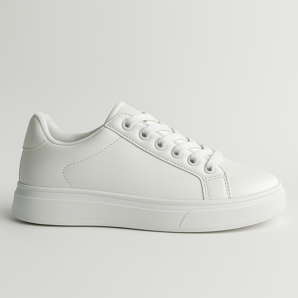 Men's White Leather Low Top Casual Walking Sneakers Tennis Shoes