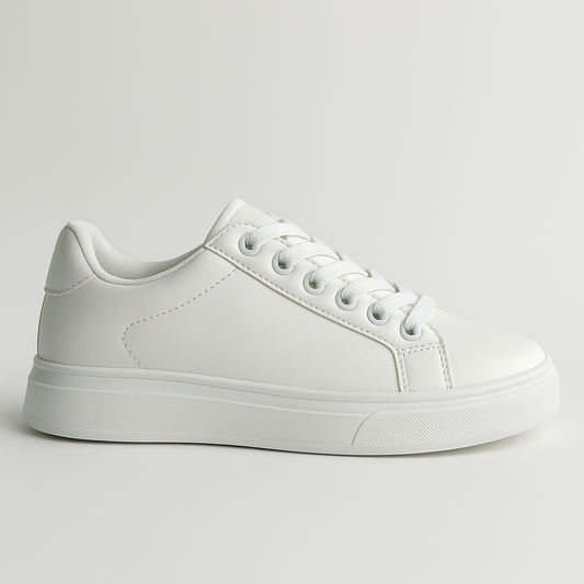 Men's White Leather Low Top Casual Walking Sneakers Tennis Shoes