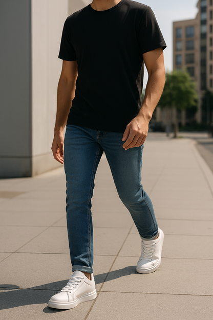 Men's White Leather Low Top Casual Walking Sneakers Tennis Shoes