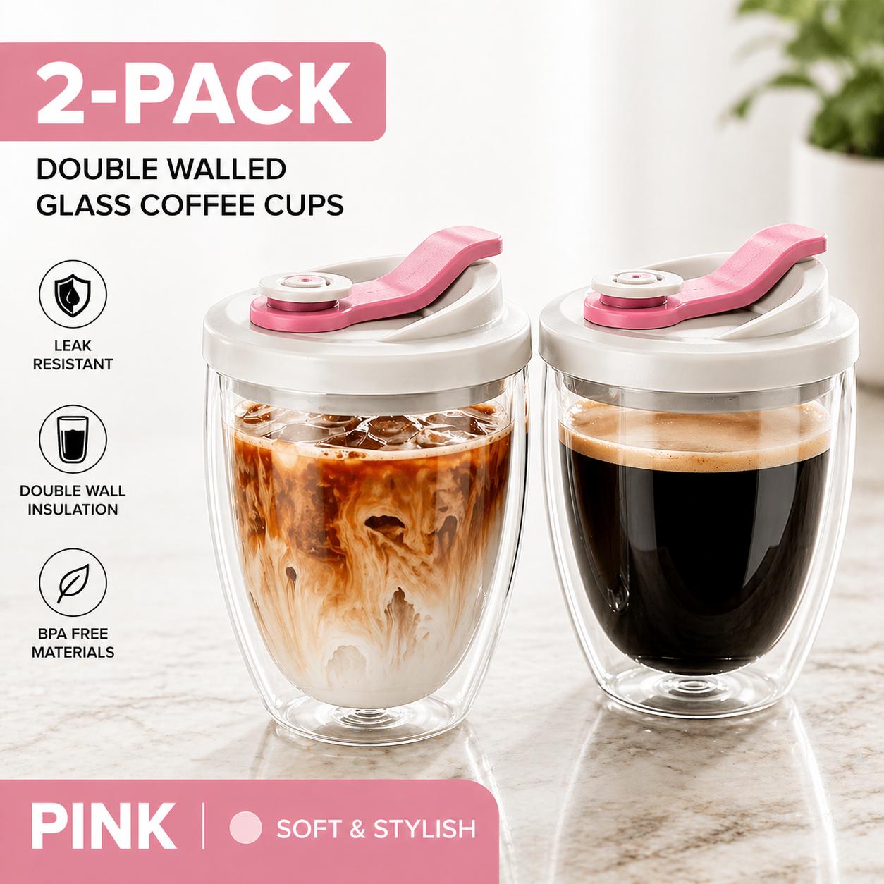 Double Wall Glass Coffee Mug with Lid - 12oz - view 9