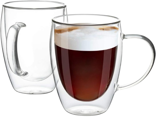 Double Wall Glass Mug - 12oz - 2 Mugs Set