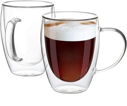 Double Wall Glass Mug - 12oz - 2 Mugs Set