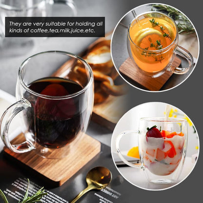 Double Wall Glass Mug - 12oz - 4 Mugs Set