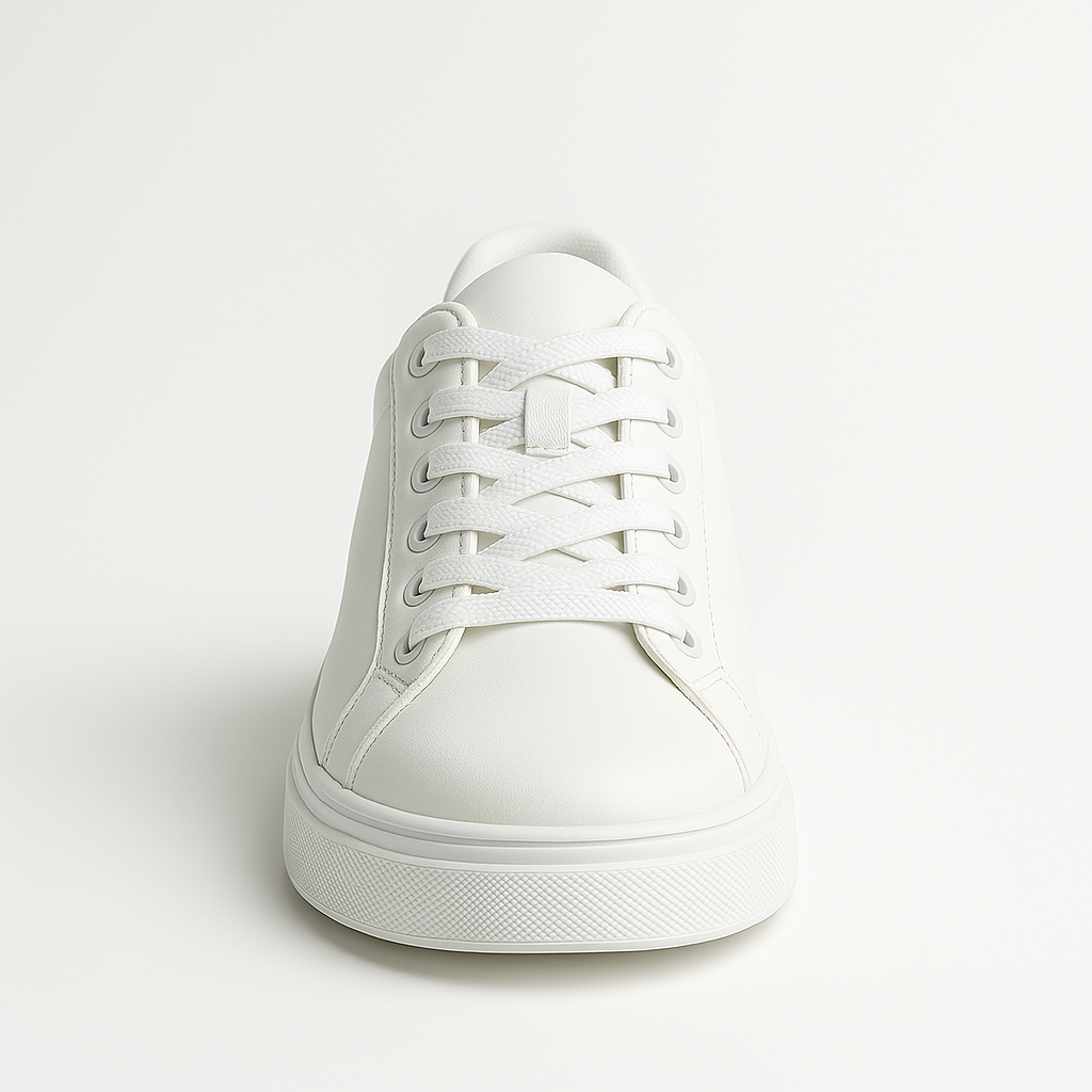 Men's White Leather Low Top Casual Walking Sneakers Tennis Shoes