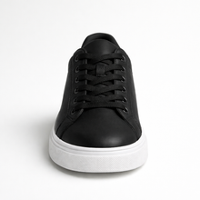 Men's Black Leather Low Top Casual Walking Sneakers Tennis Shoes