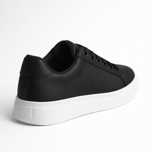 Men's Black Leather Low Top Casual Walking Sneakers Tennis Shoes