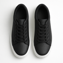 Men's Black Leather Low Top Casual Walking Sneakers Tennis Shoes