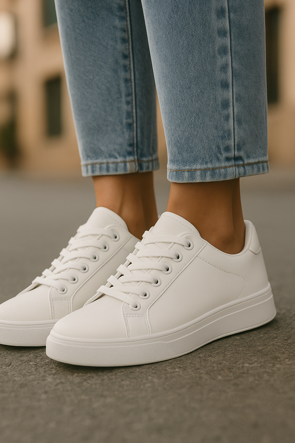 Women's White Leather Low Top Casual Walking Sneakers Tennis Shoes