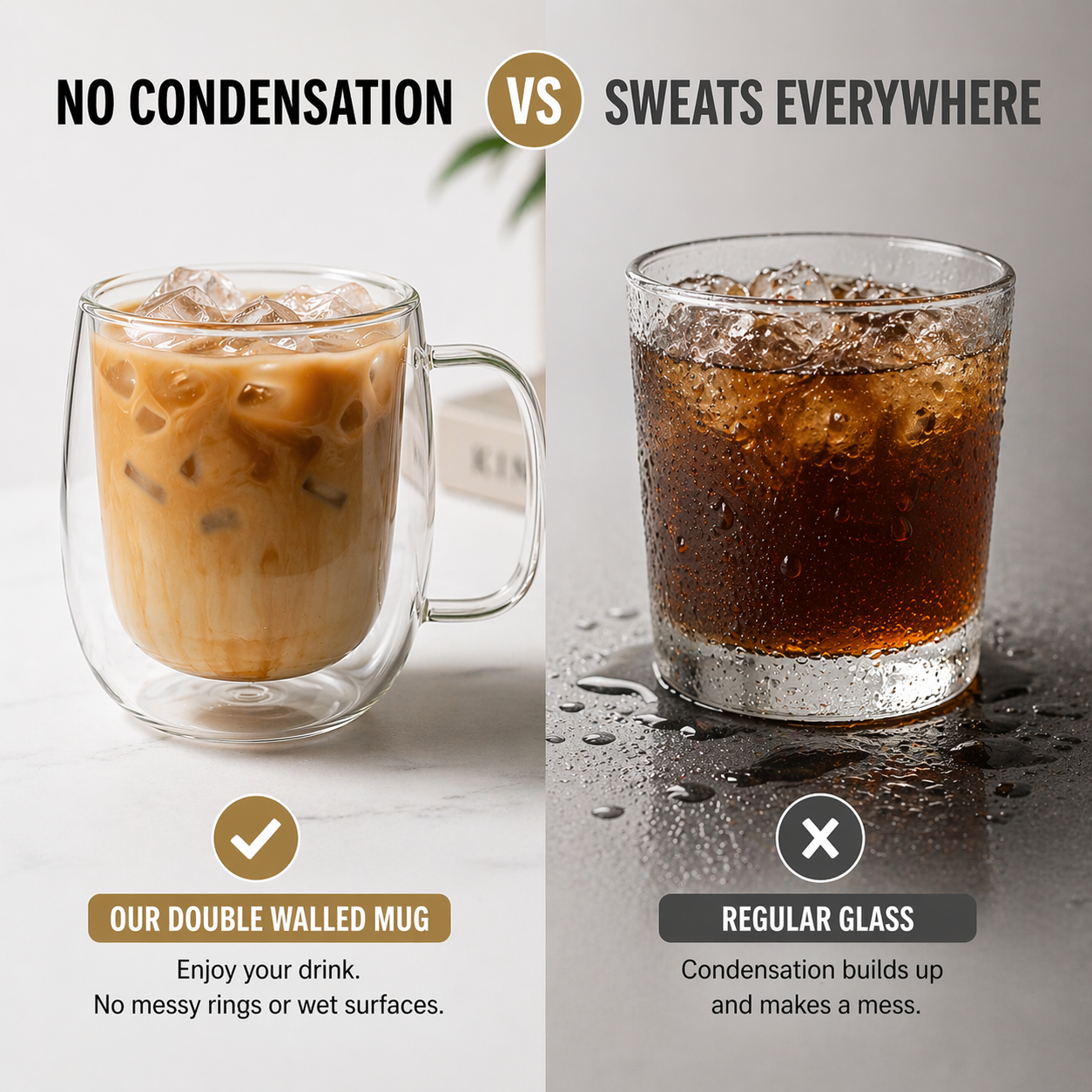 Modern Double Wall Glass Mug - 12oz - 2 Mugs Set