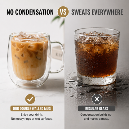 Modern Double Wall Glass Mug - 12oz - 2 Mugs Set