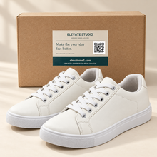 Clean Men’s Low-Top Sneakers — Fine-Grain White PU Leather, Lace-Up
