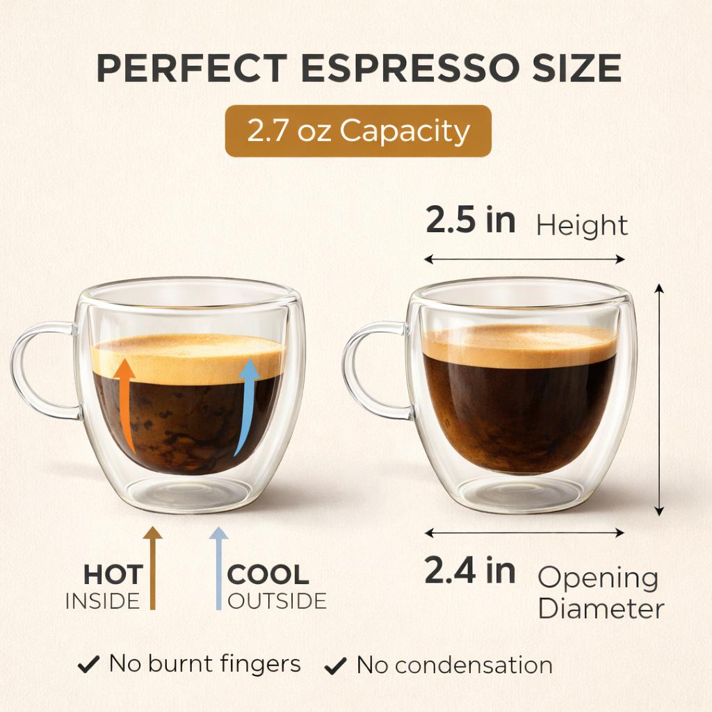 Double Wall Espresso Cups - 2.7oz - view 3