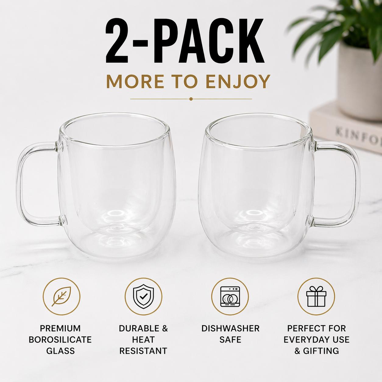 Modern Double Wall Glass Mug - 12oz - view 3