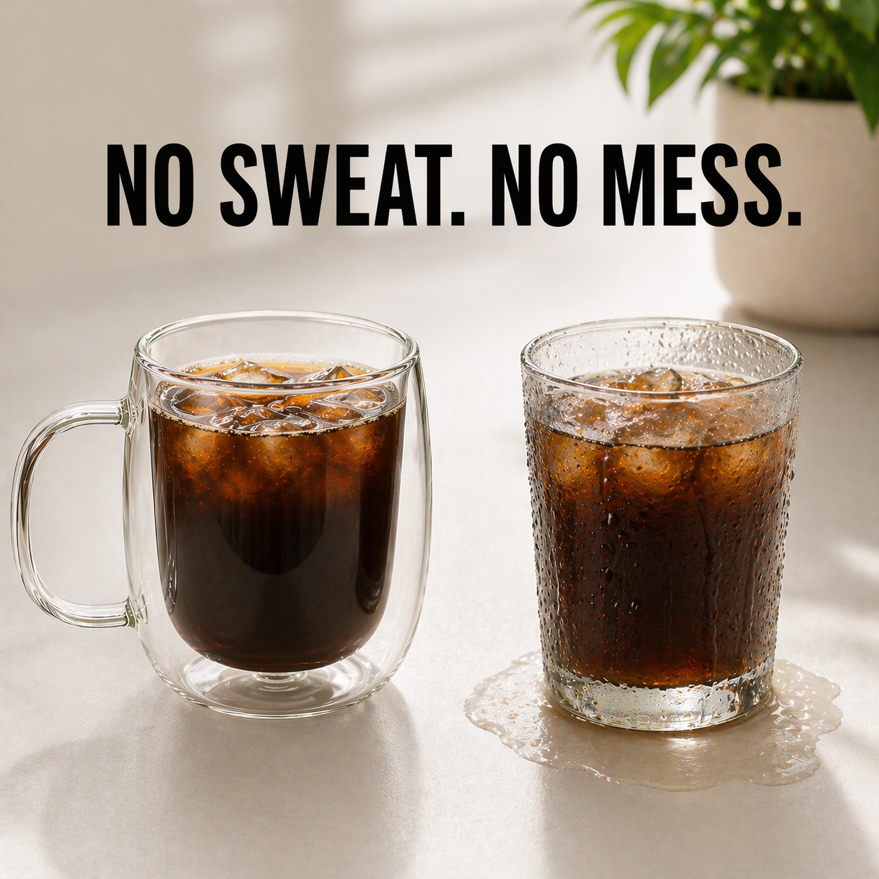 Modern Double Wall Glass Mug - 12oz - 2 Mugs Set
